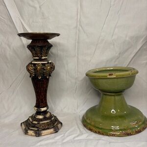Elegant Brown and Green Candle Holders